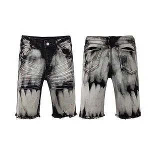 Custom Denim Jorts Manufacturers Short Jean Homme Summer Casual Classic Ripped Men Straight Fit Jeans Black Denim Shorts Men