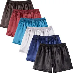 Men's Silk Casual Mid Board Shorts Soft Lounge Pajama Bottoms Comfortable Nightwear Homewear Summer Sleepwear Anti-Uv