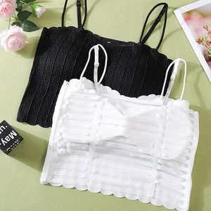 Wholesale Summer Large Size Hollow Out Beautiful Back With Chest Pad Lingerie Sling Suspender Vest Plus Fat Lace Tube Top Woman