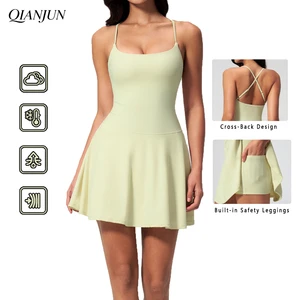 Hight Quality Girl Dress Sport Yoga One-Piece Jumpsuit Solid Color Fitness for Running Gym Fitness Wear Quick Dry Yoga Jumpsuit