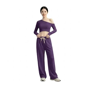High Elastic Plain Women Pants Breathable Casual Daily Casual Long Bottoms Full Length Drawstring Casual Loose Fit Spring Style