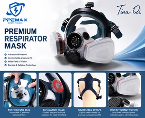 Reusable Face Mask A1P3 Cartridges EN136 Certification Active Carbon Dual Filters 5-point Full Face Spray Paint Respirator