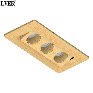 Triple Light Wooden Texture Recessed LED Spotlight Aluminum Heat Dissipation Indoor Grille Lamp High CRI 95 3-year Warranty