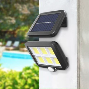 Solar Motion Sensor Light Solar Powered Pir Sensor Wall Lamp 120 Bright COB LED 16.4Ft Cable Waterproof Security Flood Lights