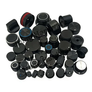Black Aluminum Preamplifier Potentiometer Encoder 18T Round Shaft Rotary Volume Control Knobs D Shaft Knobs