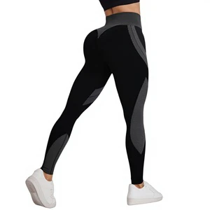 Seamless High Waist Ruched Solid For Full Length Yoga Pants European American Peach Butt Running Tight Hip-lifting Sports