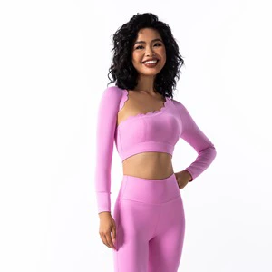 Ladies Asymmetric Scallop Edge Pilates Yoga Suit Breathable Backless Crop Top & High Waist Pants Gym Fitness Activewear Set