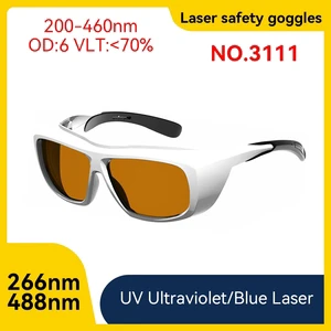 Laser Protective Lens CE EN207 200-460nm OD6 Anti-Scratch Laser Protective Goggle For UV Laser Engraving Equipment Laser Goggles