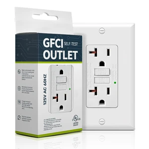American Ground Fault Circuit Interrupt 125V 20 Amp GFCI Outlet USA Receptacle Self-Test Led Indicator UL Duplex Wall Sockets