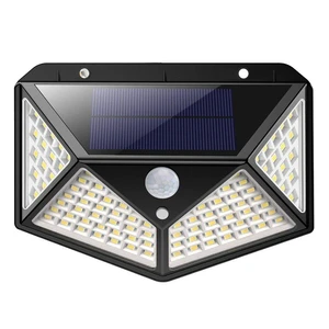 Outdoor 3 Modes Lighting Pir 100 Led Bright Solar Powered Wall Mounted Security Light With Motion Sensor Night Light