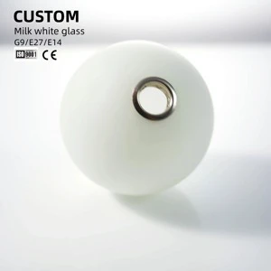 Opal White Glass Lamp Shade with Metal G9 for Pendant Light Fixtures Lighting Cover Mouthblown Glass