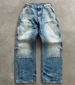 Men's 100% Cotton High-Quality Denim Jeans Vintage Washed Straight Leg with Whisker Pocket Details Retro Classic Comfort Fit