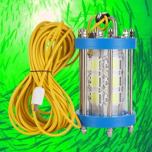 IP68 Waterproof LED Underwater Fishing Light, Deep Drop Submersible Fish Attracting Light Long Cable for Night Boat Sea Fishing