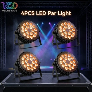 4PCS 6in1 RGBAWUV Slim Par Aluminum Alloy Full Color LED DMX512 Stage Lighting for Theme Park Party 25/40 Beam Angle IP33
