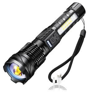 USB Rechargeable IP65 Waterproof Tactical Flashlight 3000 High Lumens LED Most Powerful Portable Light for Camping Outdoor Use