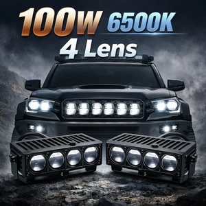 4 Lens Automotive Grille Lights 100W 6500K Car LED Grill Light Biled Projector Lens Front Led Grill Lights