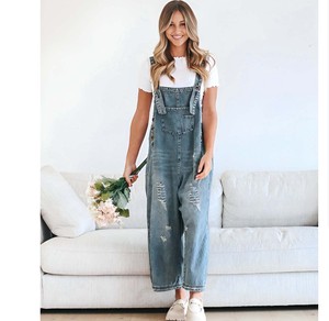 Women's Oversized Denim Overalls Vintage Casual Women's Denim Overalls Jeans Washed Loose Overall Jeans Women