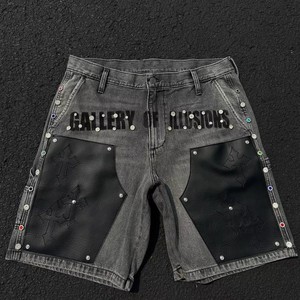 Chic Streetwear Custom Sizing Jeans Men Vintage Faded Streetwear Men's Denim Baggy Shorts