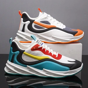 Men's Color Block Sport Sneakers - Mesh Panel, Dynamic Design, Stylish & Comfortable Athletic Shoes