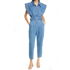 2023 Bat Sleeve Denim Jumpsuit Custom Elegant for Women Pencil Pants