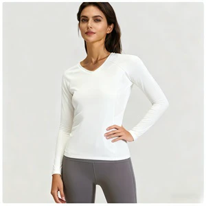 Women's Yoga Sports Long-sleeved Top with Mesh Cut-out on the Back Breathable Moisture-wicking and Sweat-wicking