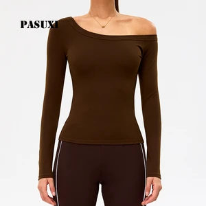 PASUXI Women's Off Shoulder Yoga Top Slim Fit Quick Dry Breathable Fitness Workout Sports Crop Top Activewear Wholesale