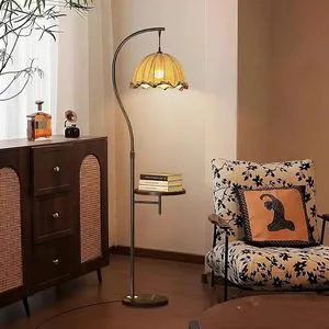 Retro floor lamp with desktop board retro standing floor lamp reading floor lamp with fixed small tabletop suitable living room