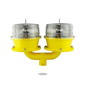 ICAO Solar Powered Double Aviation Obstruction Light IP67 Waterproof 360 Beam Angle LED Source Lithium-Ion Battery Dusk-to-Dawn