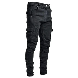 FY Wholesale New Men Denim Side Pocket Outdoor Jeans Zipper Pencil Long Pants Men's Clothes Casual Trousers Casual Jeans