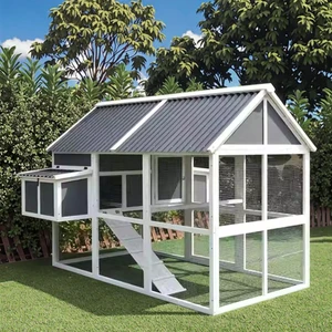 Luxury Large Wooden Outdoor Chicken Coops Farmhouse Wooden Pet Furniture Waterproof Hen House Layer Chicken Cage Fir Wood+PVC
