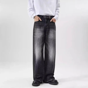 Mens Denim Jeans Direct-From-Manufacturer High Street Style Medium Wash Straight-Leg Relaxed Fit Casual Business Trousers