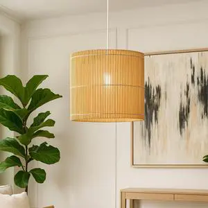 ECONA Lightweight and Durable Handmade Bamboo Pendant Lamp with Balanced Lighting and Harmonious Design for Living Room