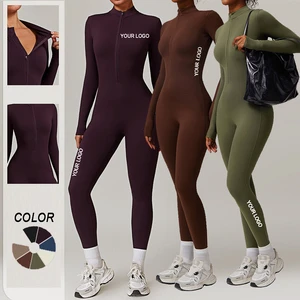 Custom Yoga Wear Gym Sports Fitness Workout Jogging Zipper Jumpsuit