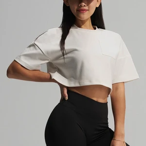 New Arrival Plus Size Women's Casual Canvas Solid Crop Top T-Shirts Breathable Half Sleeve Loose Fit Eco-Friendly Plain Dyed