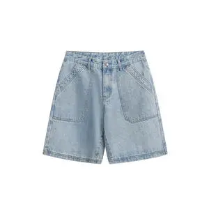 High Quality Custom Vintage Casual Straight Mid Waist Light Wash Pocket Design Denim Men's Shorts Summer Daily Street Outfit