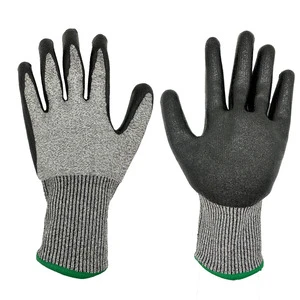 Factory Price 15 Gauge Anti Cut Waterproof Anti-Slip Heavy Duty Safety Gloves Nitrile Coated Knit Wrist Cuff Silicone-free