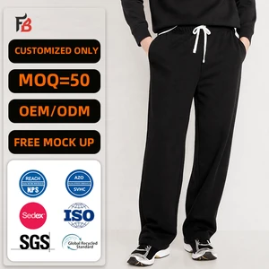 Basic Baggy Sweatpants Men Clean Simple Oversized Loose Fit Elastic Waist Drawstring Casual Custom