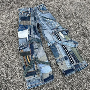 Custom Men's Streetwear Baggy Jeans Trousers Cross Hip Hop Mens Loose Pants Straight Oversized Boyfriend Denim Jeans
