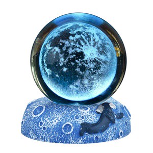 3D Laser Engraved Customizable Crystal Ball Night Lamp Glass Moon Galaxy Led Light Base For Home Decor