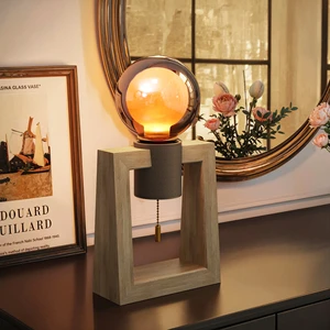 Natural Bamboo Design E26 Base Bamboo Desk Lamp with Smoky Dual Bulb Ideal for Bedside Lighting Soft Lighting for Relaxing Space