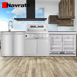 304 Stainless Steel Outdoor Kitchen Gas BBQ Grill With Fridge Outdoor Kitchen With Sink