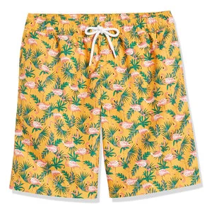 Men's Printed Swim Trunk Shorts Quick Dry Lightweight Beach Shorts With Elastic Waist And Functional Side Pockets