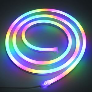 5V 12V 24V RGB Flexible Neon LED Strip Light IP67 Waterproof Silicone 120 LEDs/m Dimmable WS2812 Full Color Double-Layer Coating
