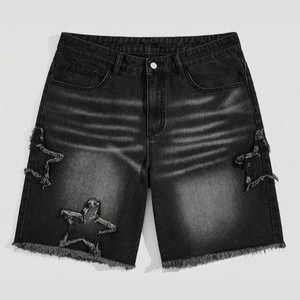 Men's Casual Comfortable Denim Shorts Fashion Loose Patchwork Jean Shorts for Men