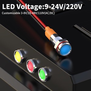 LANBOO 6mm Miniature Metal LED Indicator Light 9-24V/220V IP55 Waterproof Pre-wired M6 Thread Eco-Friendly Indicator Light