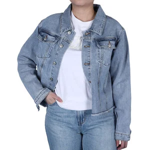 Light Blue Sand Wash Women'S Denim Jackets & Coats Denim Jacket Woman Chaqueta De Vaquero