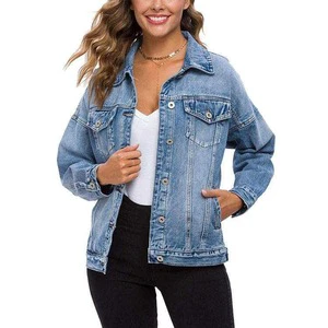 High Quality OEM Women's Breathable Cotton Denim Jacket Casual Fall Oversize Custom