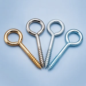 Carbon Steel Nickel-plated Head Grade 4.8 Eye Bolts Hand-Tightened Self-Tapping Screws Closed-End Hook Accessories Eye Rings