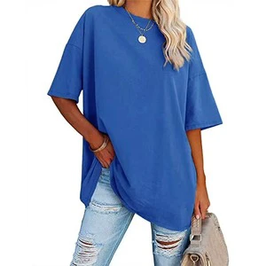 Women's Oversized T-Shirt Plus Size Casual Sport T-Shirt Custom Woman T-shirts Breathable Knitted Solid Pattern