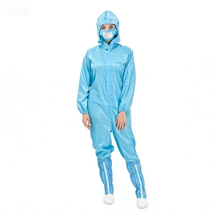 ESD Anti-static High Tenacity Unisex Polyester Work Coverall Conductive Fiber Cleanroom Disposable Safety Protective Dust-proof